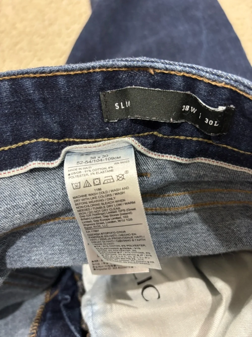 Banana Republic Men's Slim Rapid Movement Denim Dark Blue Jeans 38 W, 30L